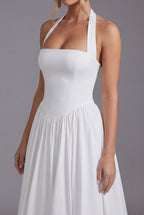 Riley | Elegant Ascot Halter A-Line Midi Dress | Timeless Feminine Silhouette