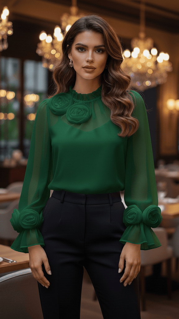 Anna | 3D Rose Detail Blouse | Romantic and Refined