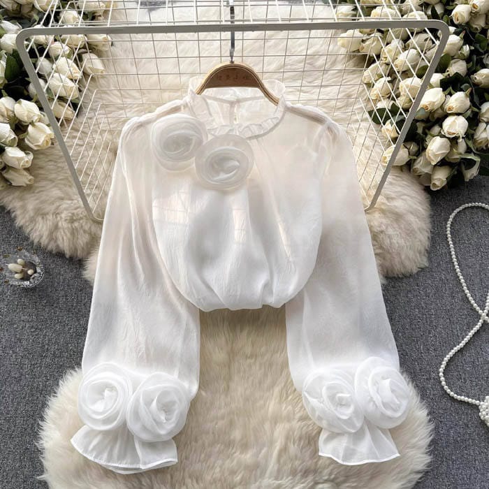 Anna | 3D Rose Detail Blouse | Romantic and Refined