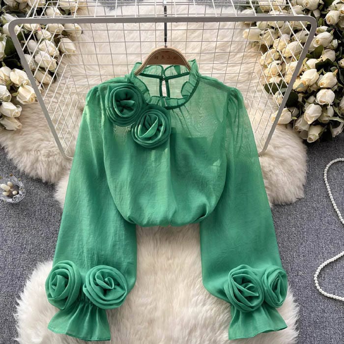 Anna | 3D Rose Detail Blouse | Romantic and Refined
