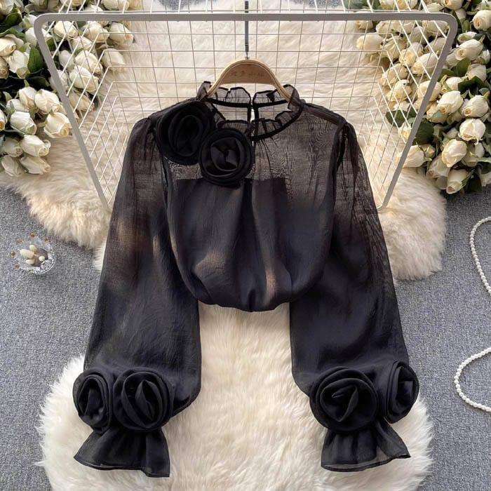 Anna | 3D Rose Detail Blouse | Romantic and Refined