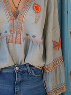 Elena | Boho Embroidered Summer Blouse | Lightweight Airy Fit