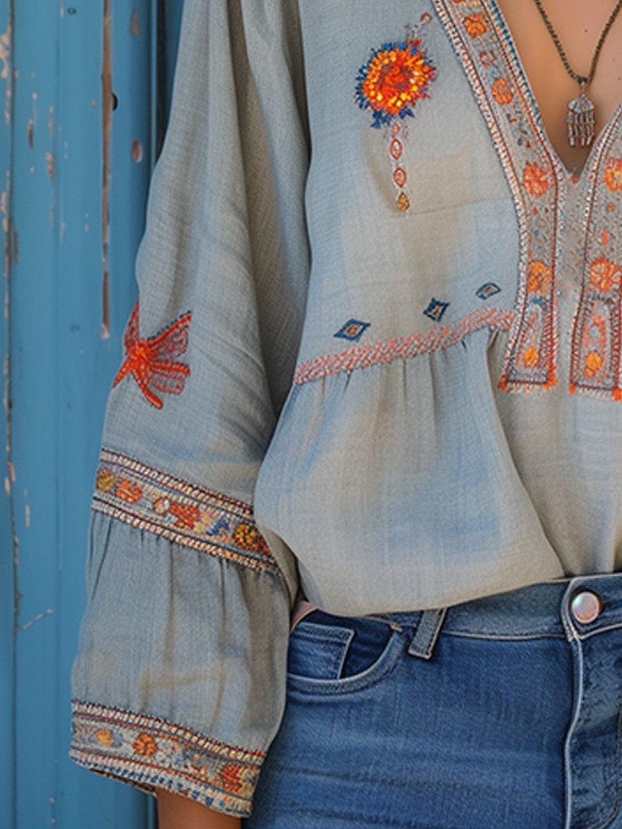 Elena | Boho Embroidered Summer Blouse | Lightweight Airy Fit