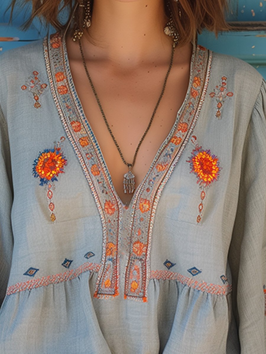 Elena | Boho Embroidered Summer Blouse | Lightweight Airy Fit
