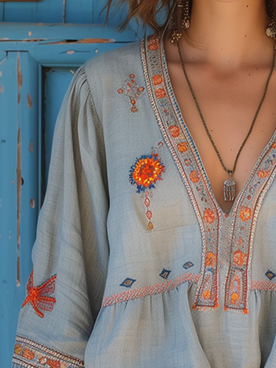 Elena | Boho Embroidered Summer Blouse | Lightweight Airy Fit