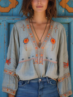 Elena | Boho Embroidered Summer Blouse | Lightweight Airy Fit