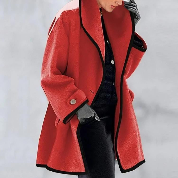 Luna | Women's Two-Tone Wide Collar Coat, Elegant Warm Winter Outerwear
