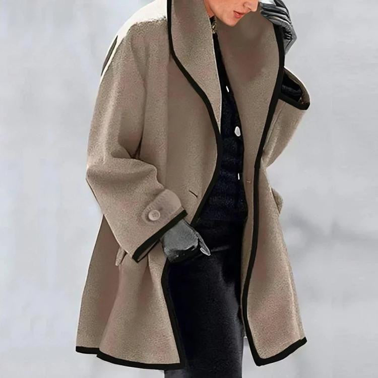 Luna | Women's Two-Tone Wide Collar Coat, Elegant Warm Winter Outerwear