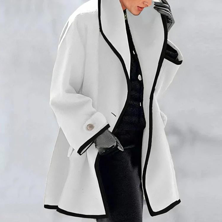 Luna | Women's Two-Tone Wide Collar Coat, Elegant Warm Winter Outerwear