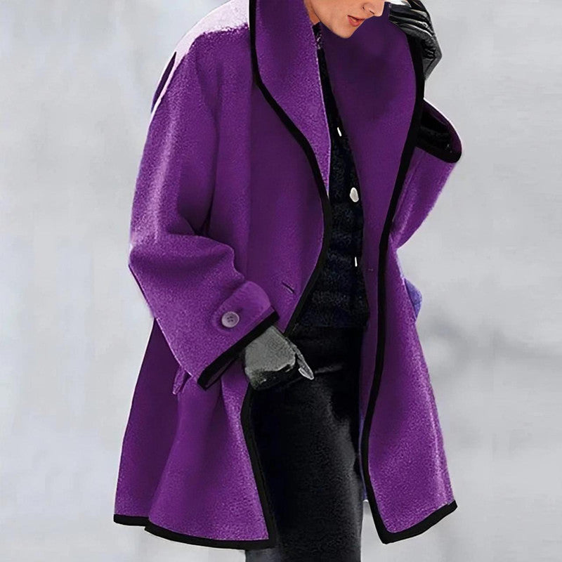 Luna | Women's Two-Tone Wide Collar Coat, Elegant Warm Winter Outerwear