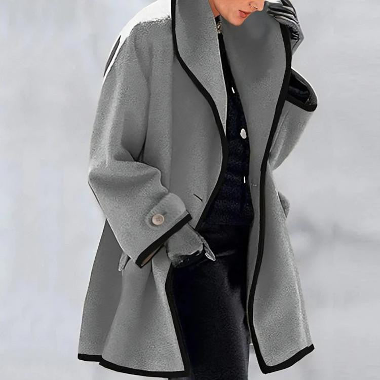 Luna | Women's Two-Tone Wide Collar Coat, Elegant Warm Winter Outerwear