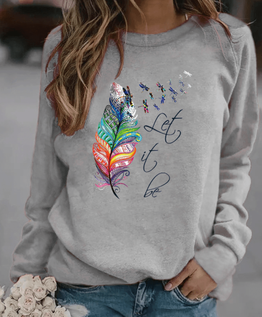 Angelika | Women's Feather Detail Sweatshirt, Soft Winter Pullover for Trendy Casual Wear