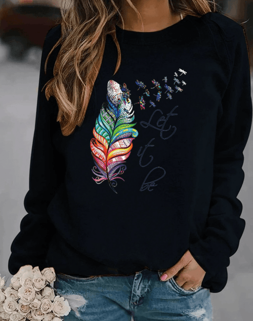 Angelika | Women's Feather Detail Sweatshirt, Soft Winter Pullover for Trendy Casual Wear