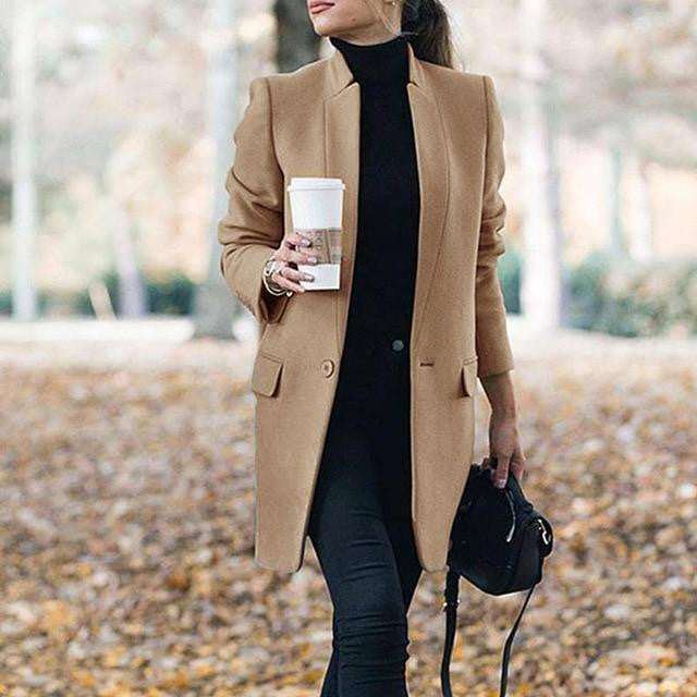 Elena | Women's Mandarin Collar Coat, Elegant Warm Winter Outerwear