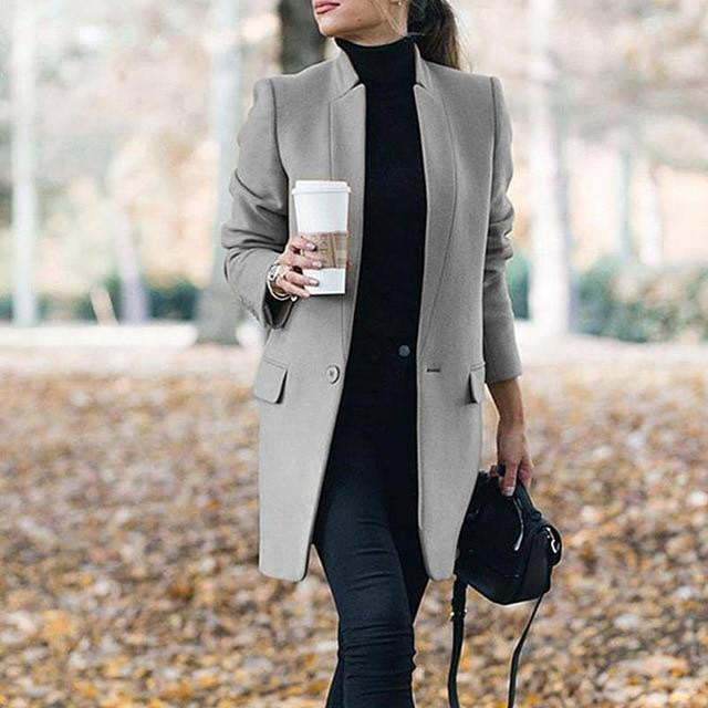 Elena | Women's Mandarin Collar Coat, Elegant Warm Winter Outerwear