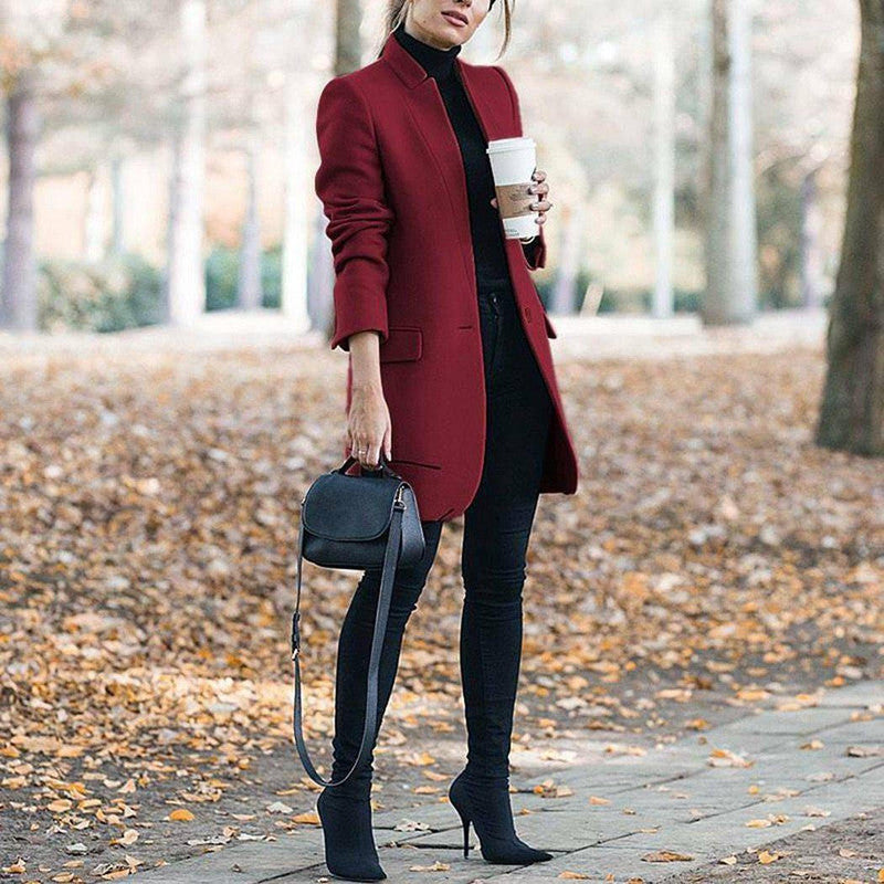 Elena | Women's Mandarin Collar Coat, Elegant Warm Winter Outerwear