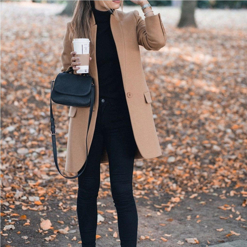 Elena | Women's Mandarin Collar Coat, Elegant Warm Winter Outerwear