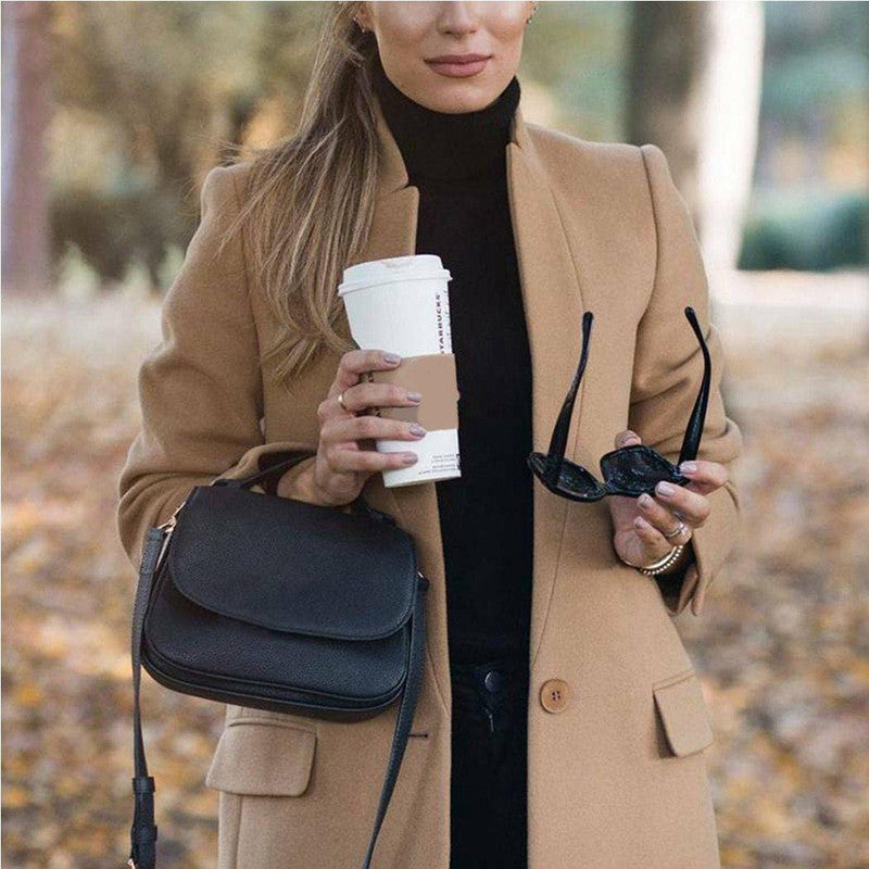 Elena | Women's Mandarin Collar Coat, Elegant Warm Winter Outerwear