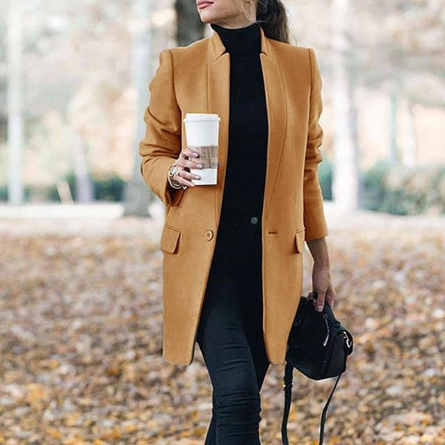 Elena | Women's Mandarin Collar Coat, Elegant Warm Winter Outerwear