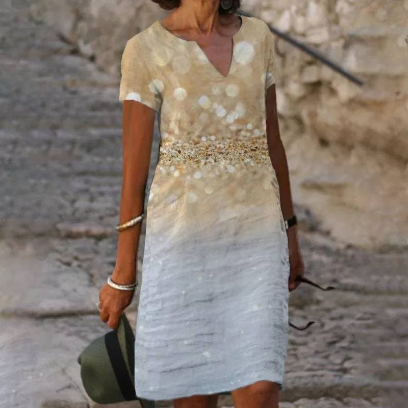 Nia | Women’s Linen Midi Dress | Breathable Short Sleeve Summer Elegance