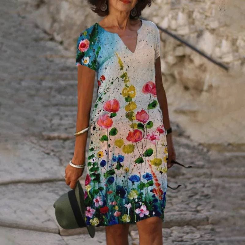 Nia | Women’s Linen Midi Dress | Breathable Short Sleeve Summer Elegance