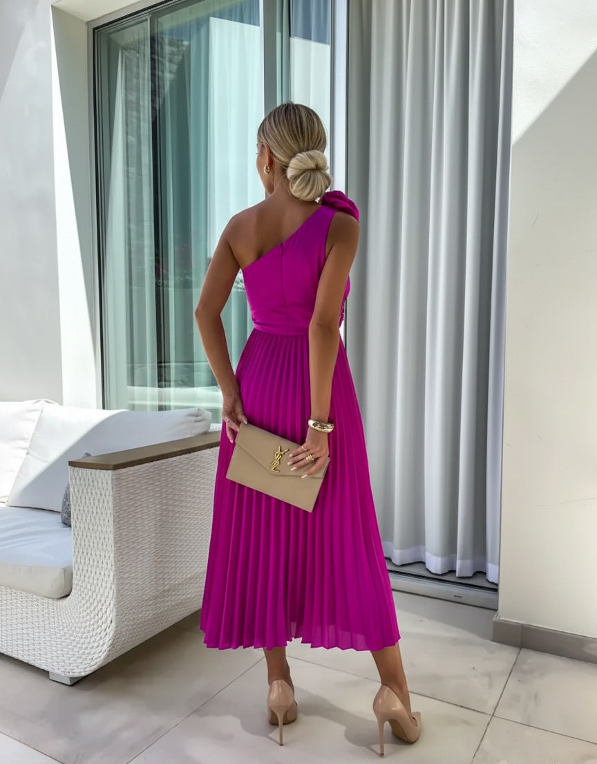 Sara | Women’s One Shoulder Pleated Maxi Dress | Graceful Elegance for Every Special Occasion