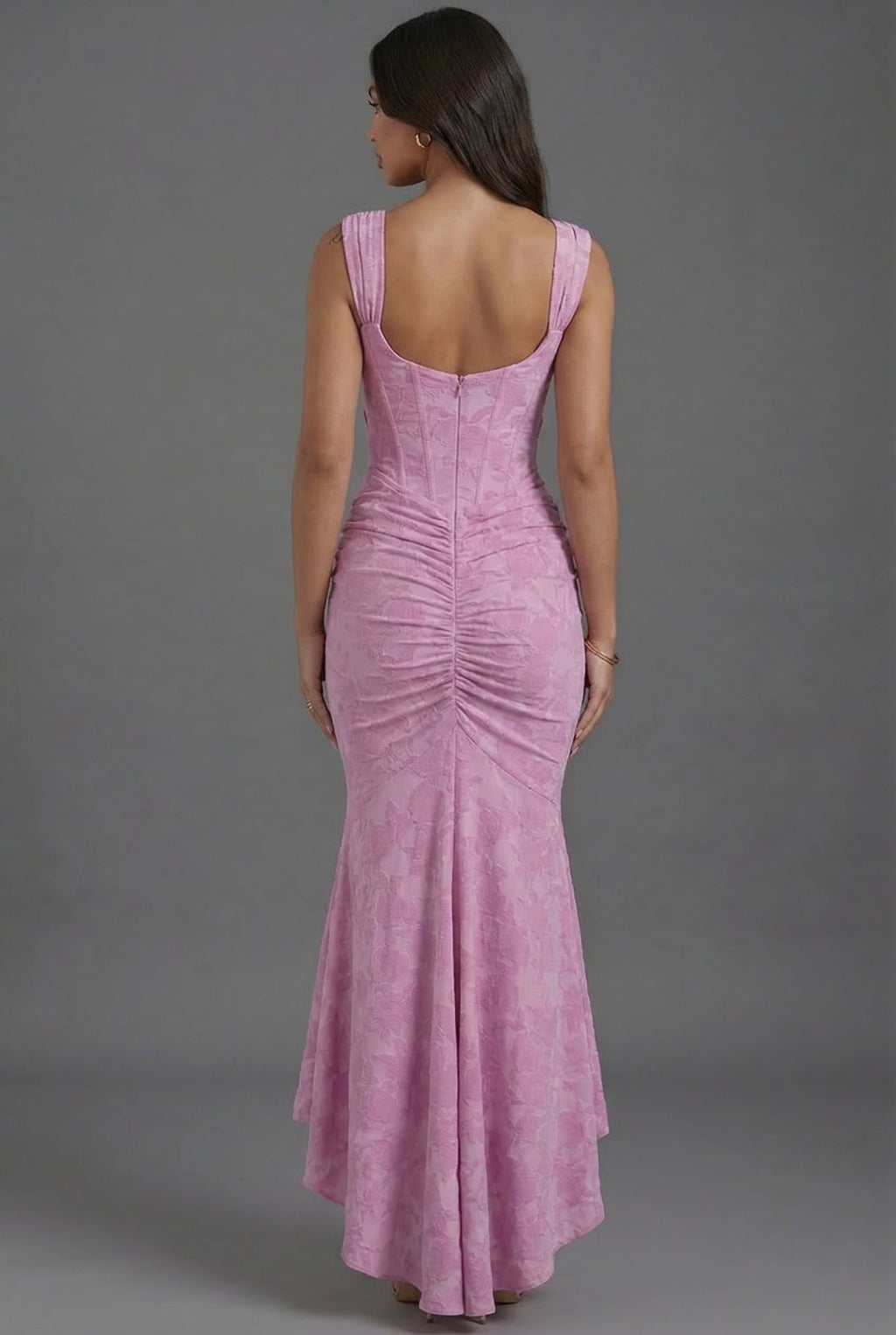Nora | Floral Corset Ruched Fishtail Dress | Elegant Wedding Guest Silhouette