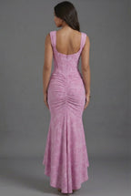 Nora | Floral Corset Ruched Fishtail Dress | Elegant Wedding Guest Silhouette