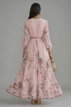 Zoe | Floral V-Neck Long Sleeve Maxi Dress | Elegant Flowing Silhouette