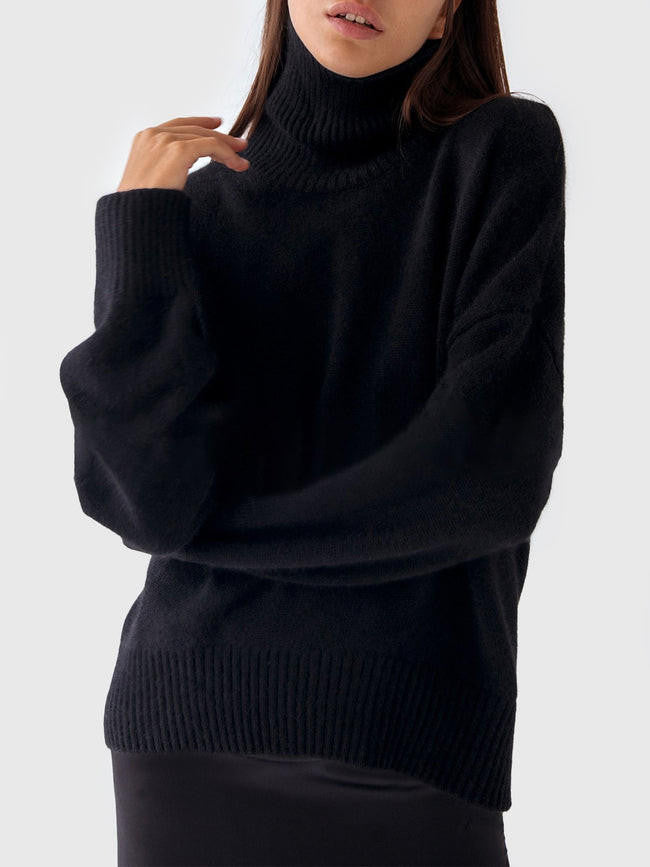 Delilah | Women's Oversized Turtleneck Sweater, Soft Wool Blend Winter Knit Pullover