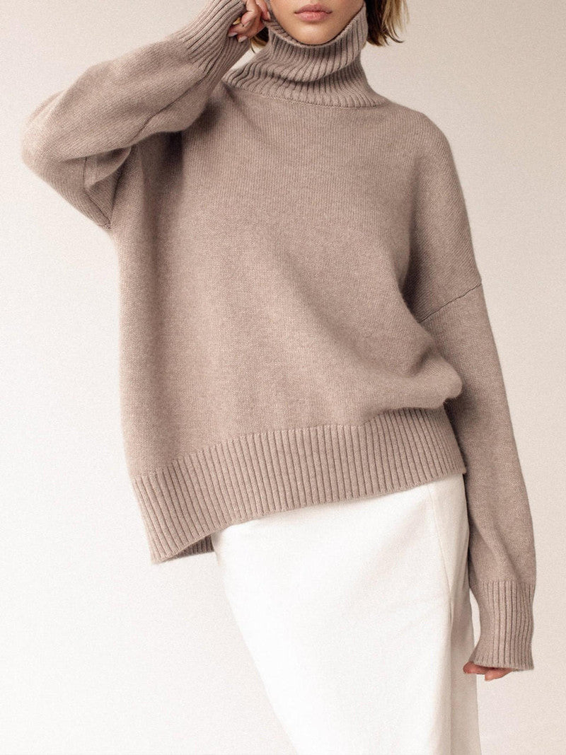 Delilah | Women's Oversized Turtleneck Sweater, Soft Wool Blend Winter Knit Pullover