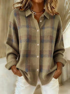Alice | Women's Retro Wool Blend Sweater, Contrast Knit Winter Pullover