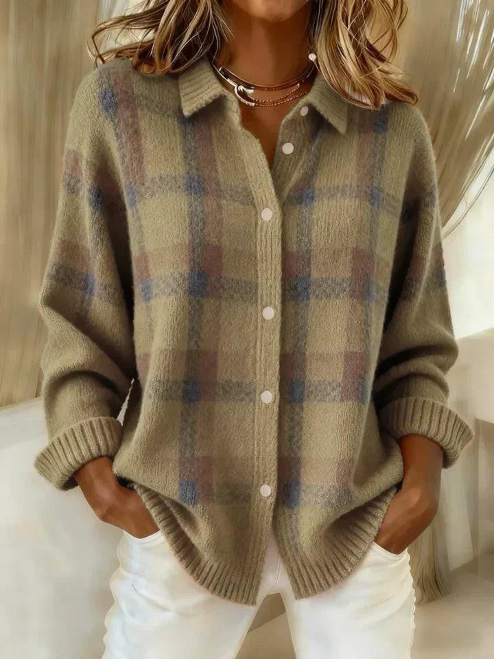 Alice | Women's Retro Wool Blend Sweater, Contrast Knit Winter Pullover
