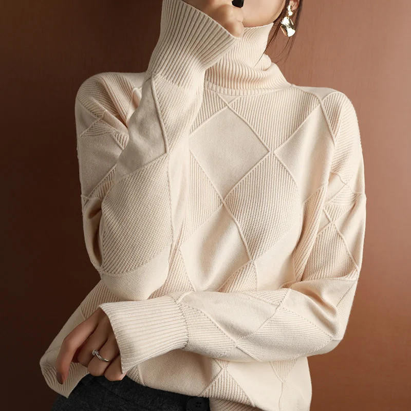 Amina | Women's Cashmere Turtleneck Sweater, Soft Winter Knit Pullover