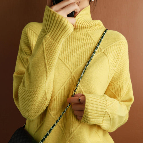 Amina | Women's Cashmere Turtleneck Sweater, Soft Winter Knit Pullover