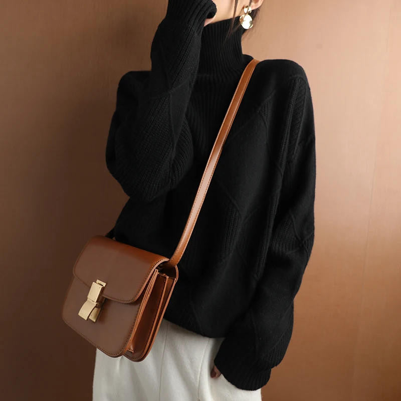 Amina | Women's Cashmere Turtleneck Sweater, Soft Winter Knit Pullover