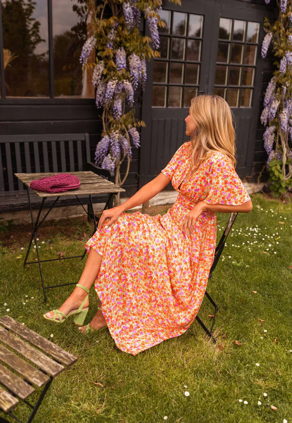 Efa | Women’s Floral Maxi Dress | Elegant Short Sleeve Summer Beauty