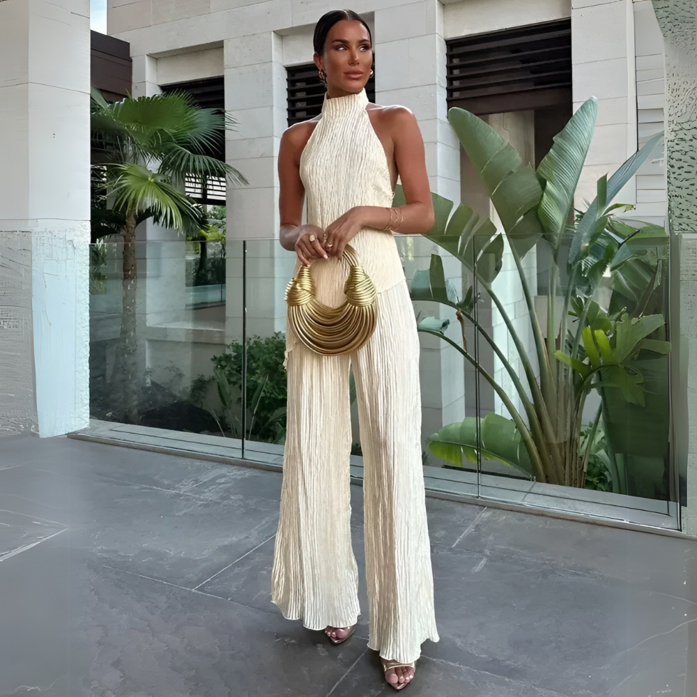 Amalia | Women's Elegant Halter Backless Jumpsuit | Airy and Flowing