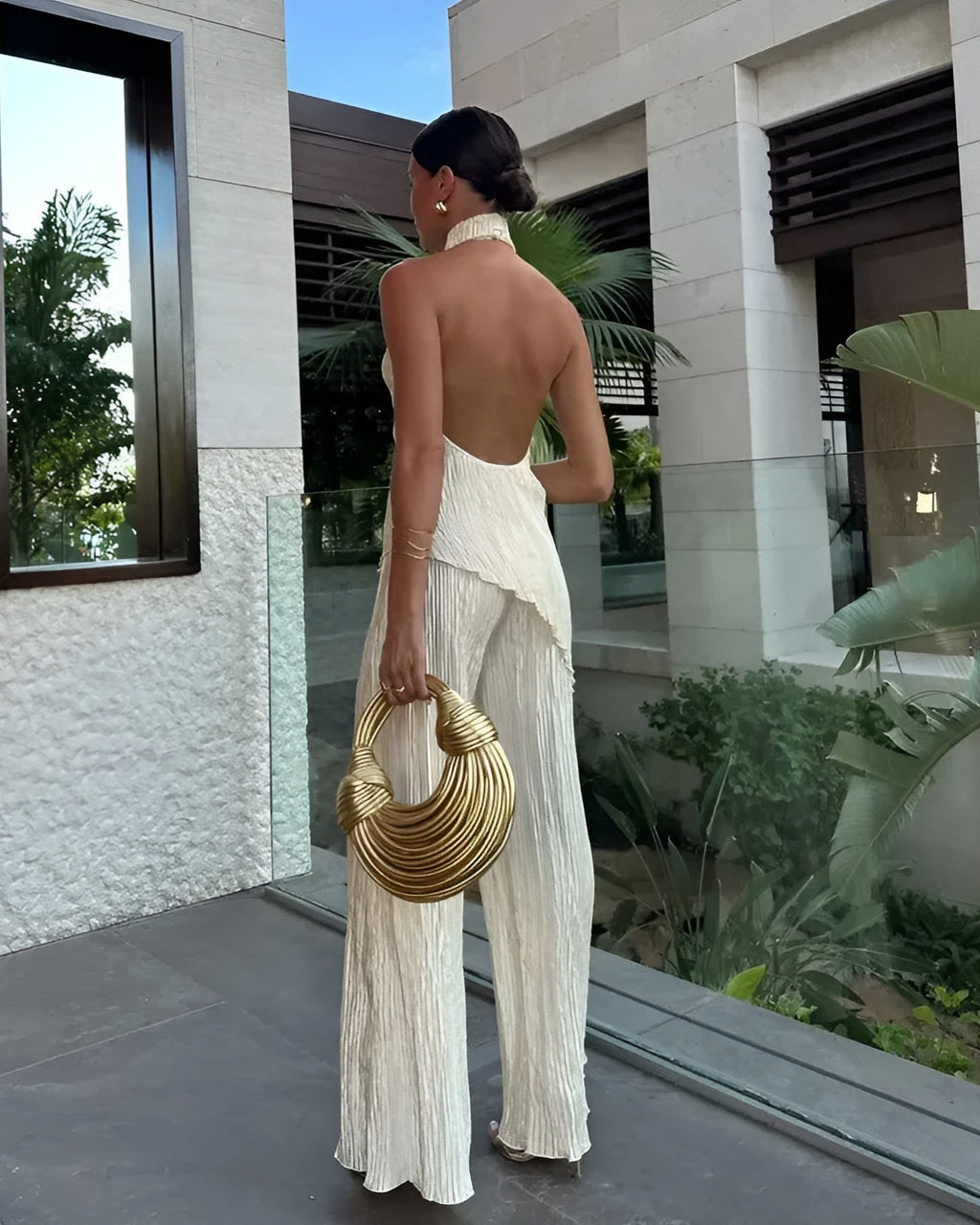 Amalia | Women's Elegant Halter Backless Jumpsuit | Airy and Flowing