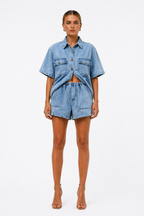 Fiona | Denim Two-Piece Set | Shirt & High-Waist Shorts