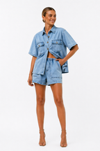 Fiona | Denim Two-Piece Set | Shirt & High-Waist Shorts
