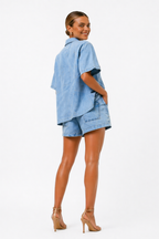 Fiona | Denim Two-Piece Set | Shirt & High-Waist Shorts