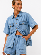 Fiona | Denim Two-Piece Set | Shirt & High-Waist Shorts