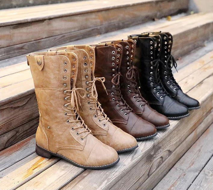 Milena | Women's Foldable Knee-High Boots, Faux Leather Winter Boots