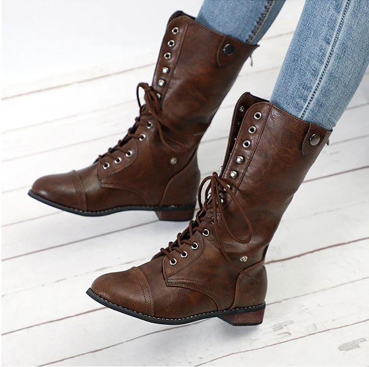 Milena | Women's Foldable Knee-High Boots, Faux Leather Winter Boots