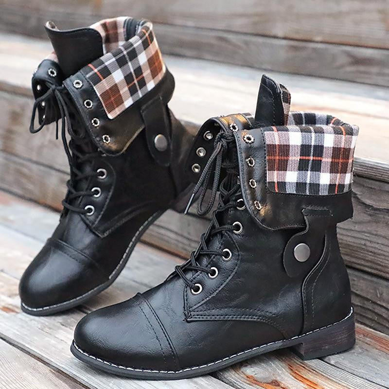 Milena | Women's Foldable Knee-High Boots, Faux Leather Winter Boots
