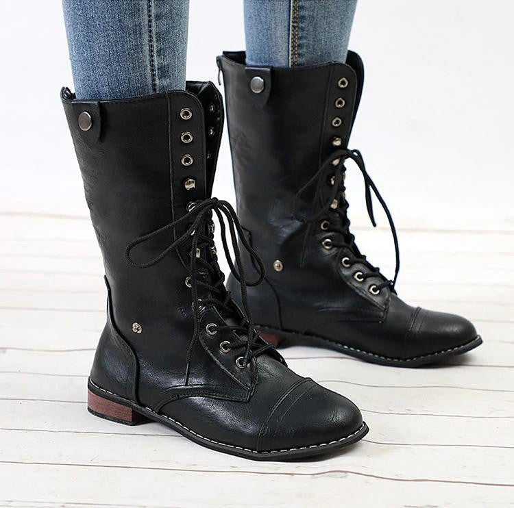 Milena | Women's Foldable Knee-High Boots, Faux Leather Winter Boots