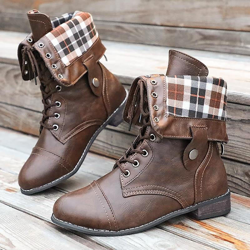 Milena | Women's Foldable Knee-High Boots, Faux Leather Winter Boots