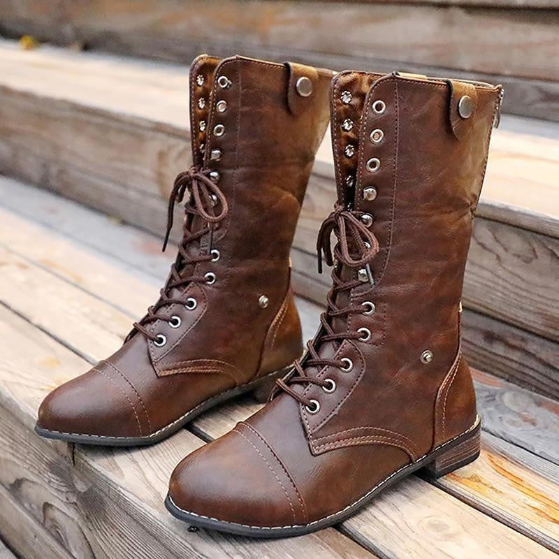 Milena | Women's Foldable Knee-High Boots, Faux Leather Winter Boots