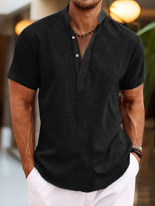 Aldo | Men’s Breathable Summer Henley Shirt | Lightweight Short Sleeve Casual Essential